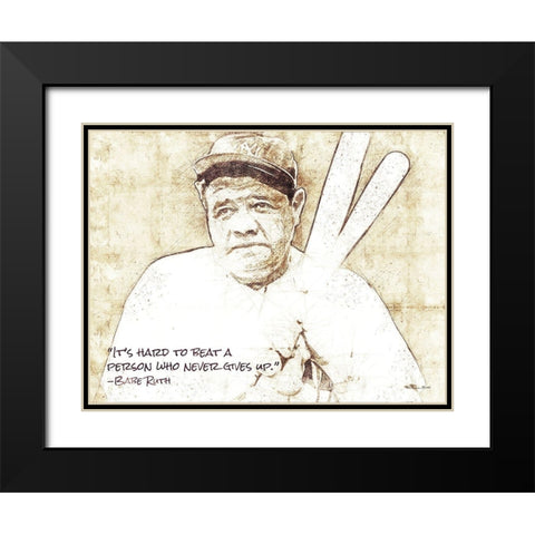 Babe Ruth Sketch    Black Modern Wood Framed Art Print with Double Matting by Ball, Susan