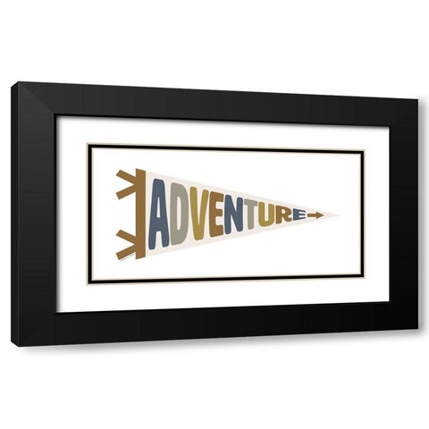 Adventure Pennant Black Modern Wood Framed Art Print with Double Matting by Ball, Susan