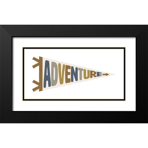 Adventure Pennant Black Modern Wood Framed Art Print with Double Matting by Ball, Susan