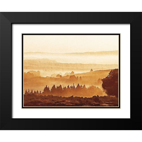 Sunset Over Forest Black Modern Wood Framed Art Print with Double Matting by Ball, Susan