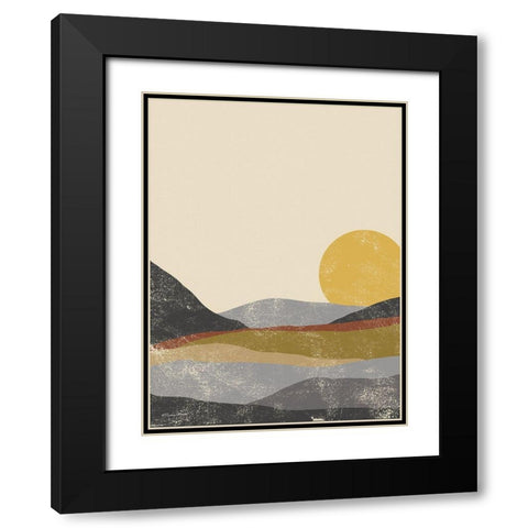 Color Block Sunset Black Modern Wood Framed Art Print with Double Matting by Ball, Susan