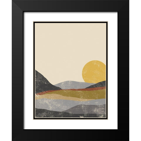 Color Block Sunset Black Modern Wood Framed Art Print with Double Matting by Ball, Susan