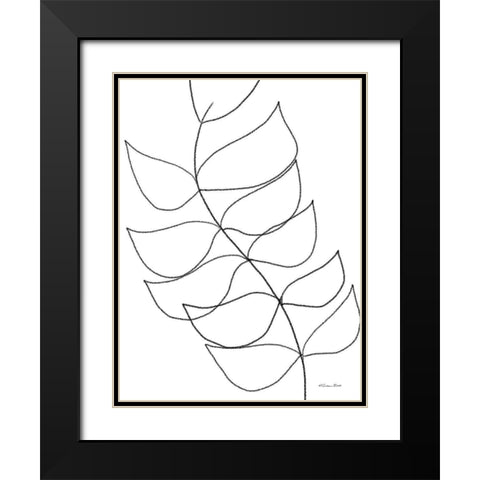 Leaf Sketch 1 Black Modern Wood Framed Art Print with Double Matting by Ball, Susan