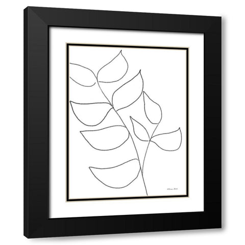 Leaf Sketch 2 Black Modern Wood Framed Art Print with Double Matting by Ball, Susan