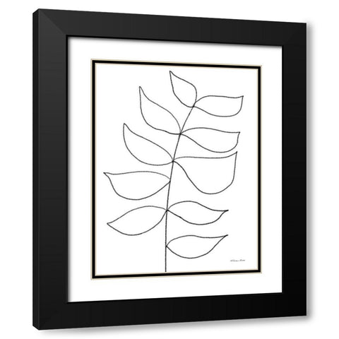 Leaf Sketch 3 Black Modern Wood Framed Art Print with Double Matting by Ball, Susan