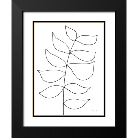 Leaf Sketch 3 Black Modern Wood Framed Art Print with Double Matting by Ball, Susan