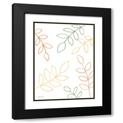 Colorful Leaves Black Modern Wood Framed Art Print with Double Matting by Ball, Susan