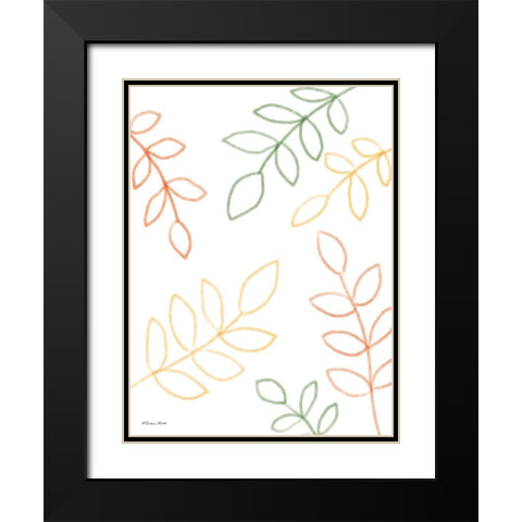 Colorful Leaves Black Modern Wood Framed Art Print with Double Matting by Ball, Susan