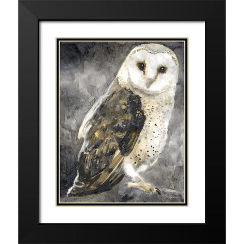 Snowy Owl 2 Black Modern Wood Framed Art Print with Double Matting by Stellar Design Studio