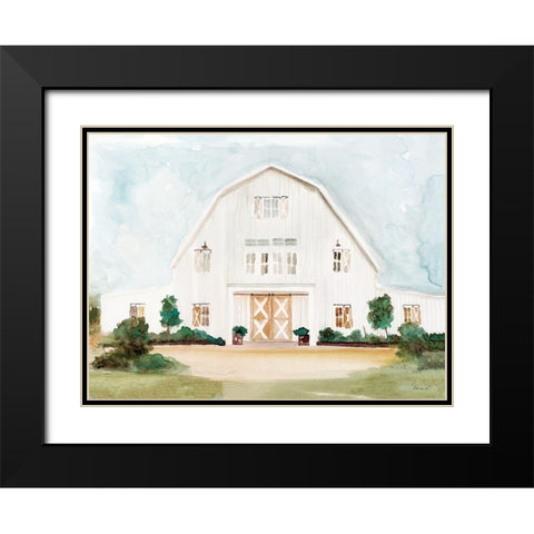 Wedding Barn Black Modern Wood Framed Art Print with Double Matting by Stellar Design Studio