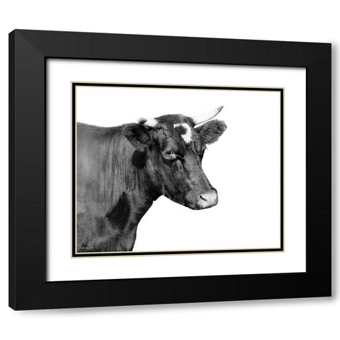 Bessie Black Modern Wood Framed Art Print with Double Matting by Stellar Design Studio