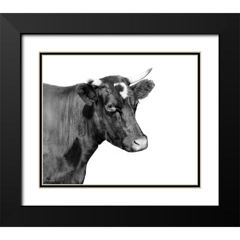 Bessie Black Modern Wood Framed Art Print with Double Matting by Stellar Design Studio