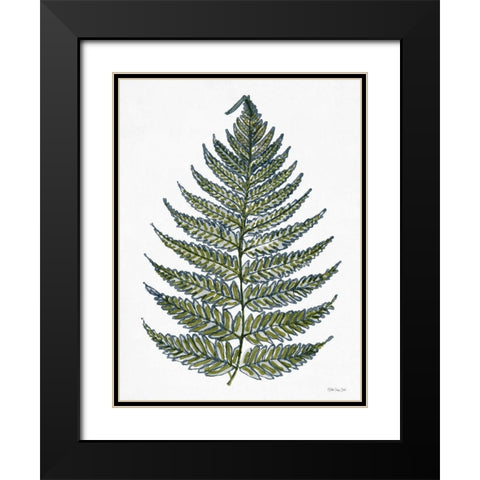 Leaf Sketch Black Modern Wood Framed Art Print with Double Matting by Stellar Design Studio