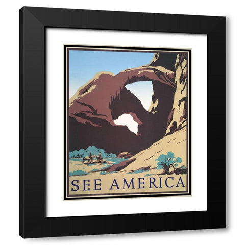 See America Black Modern Wood Framed Art Print with Double Matting by Stellar Design Studio