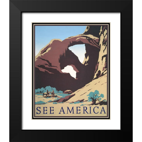 See America Black Modern Wood Framed Art Print with Double Matting by Stellar Design Studio