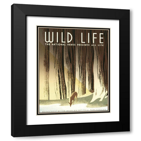 Wild Life Black Modern Wood Framed Art Print with Double Matting by Stellar Design Studio