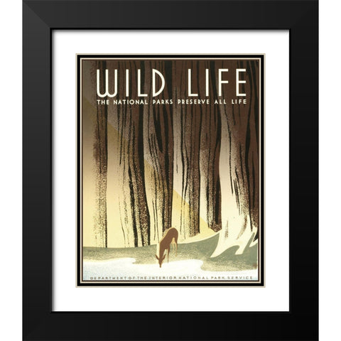 Wild Life Black Modern Wood Framed Art Print with Double Matting by Stellar Design Studio