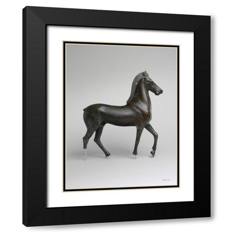 Roman Horse Statue 1 Black Modern Wood Framed Art Print with Double Matting by Stellar Design Studio