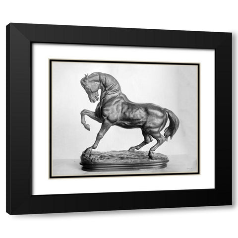 Roman Horse Statue 2 Black Modern Wood Framed Art Print with Double Matting by Stellar Design Studio