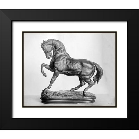 Roman Horse Statue 2 Black Modern Wood Framed Art Print with Double Matting by Stellar Design Studio