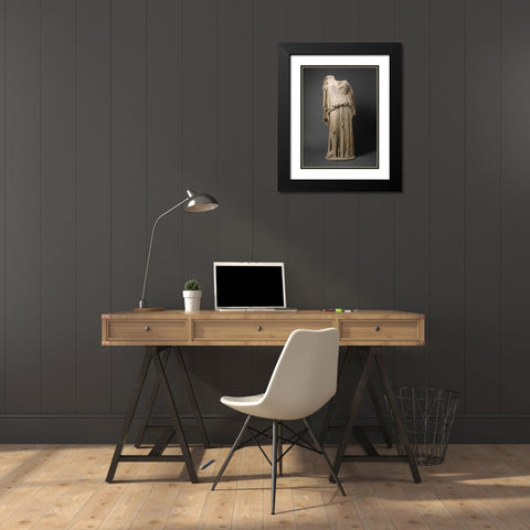 Roman Statue Black Modern Wood Framed Art Print with Double Matting by Stellar Design Studio