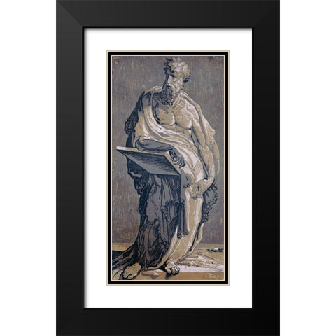 Hectus with Tablet Black Modern Wood Framed Art Print with Double Matting by Stellar Design Studio