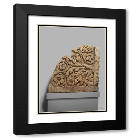 Acanthus 1 Black Modern Wood Framed Art Print with Double Matting by Stellar Design Studio