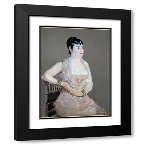 Lady in Pink Black Modern Wood Framed Art Print with Double Matting by Stellar Design Studio