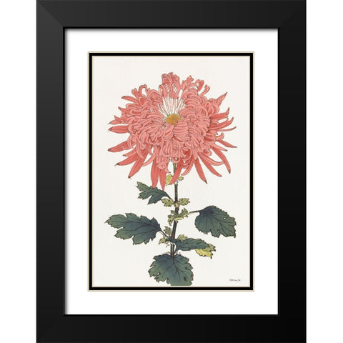 Pink Floral 1  Black Modern Wood Framed Art Print with Double Matting by Stellar Design Studio