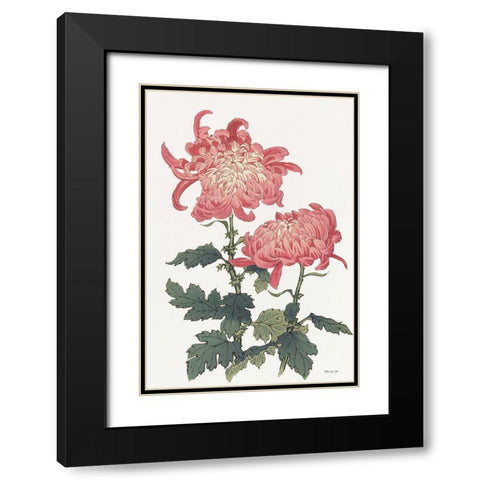 Pink Floral 3 Black Modern Wood Framed Art Print with Double Matting by Stellar Design Studio