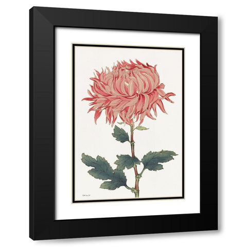 Pink Floral 4  Black Modern Wood Framed Art Print with Double Matting by Stellar Design Studio