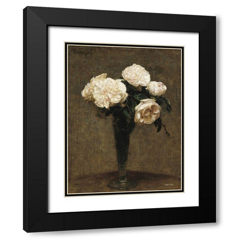 Vintage Floral Vase Black Modern Wood Framed Art Print with Double Matting by Stellar Design Studio