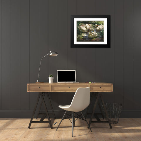 Ducks by the Lake 4 Black Modern Wood Framed Art Print with Double Matting by Stellar Design Studio