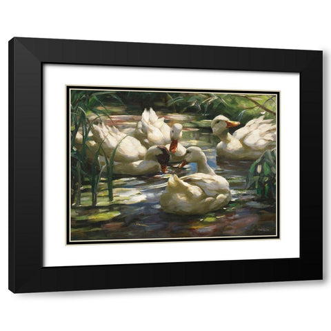 Ducks by the Lake 4 Black Modern Wood Framed Art Print with Double Matting by Stellar Design Studio