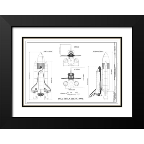 Discovery Full Stack Elevations Black Modern Wood Framed Art Print with Double Matting by Stellar Design Studio