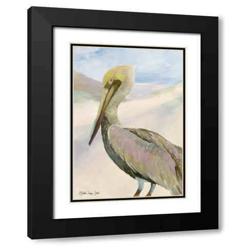 Pelican 2 Black Modern Wood Framed Art Print with Double Matting by Stellar Design Studio