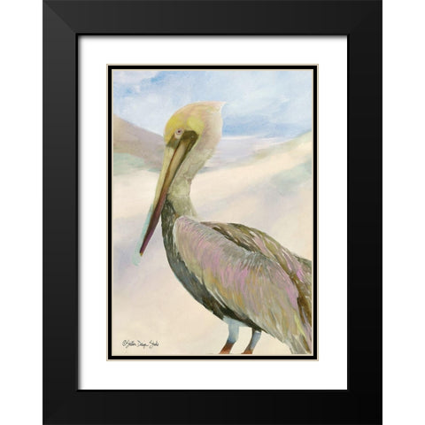 Pelican 2 Black Modern Wood Framed Art Print with Double Matting by Stellar Design Studio