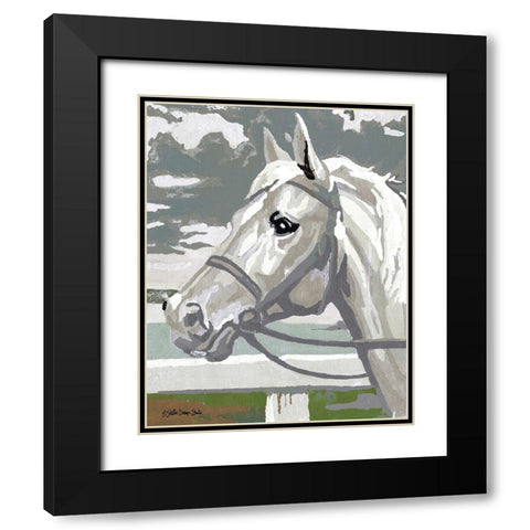 Painted Horse 2 Black Modern Wood Framed Art Print with Double Matting by Stellar Design Studio