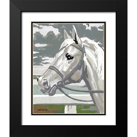 Painted Horse 2 Black Modern Wood Framed Art Print with Double Matting by Stellar Design Studio