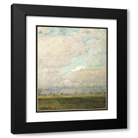 Pasture Land Black Modern Wood Framed Art Print with Double Matting by Stellar Design Studio