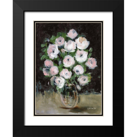 Traditional Floral Black Modern Wood Framed Art Print with Double Matting by Stellar Design Studio