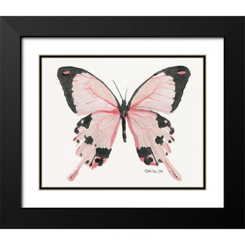 Butterfly 1 Black Modern Wood Framed Art Print with Double Matting by Stellar Design Studio