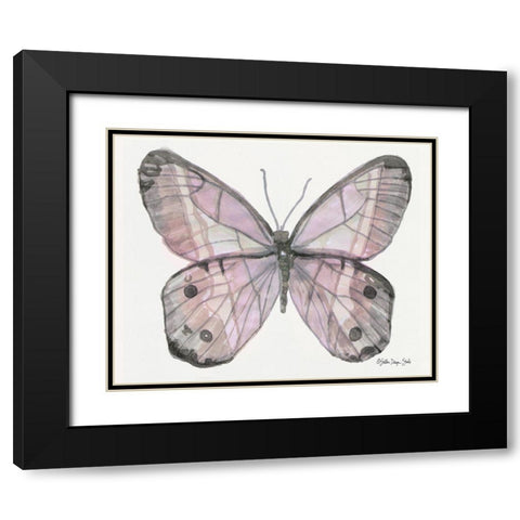 Butterfly 5 Black Modern Wood Framed Art Print with Double Matting by Stellar Design Studio