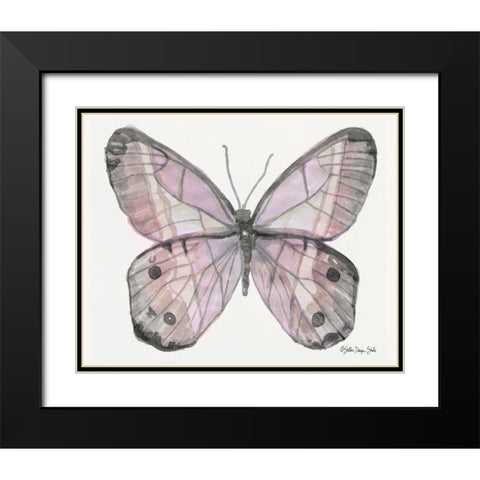 Butterfly 5 Black Modern Wood Framed Art Print with Double Matting by Stellar Design Studio