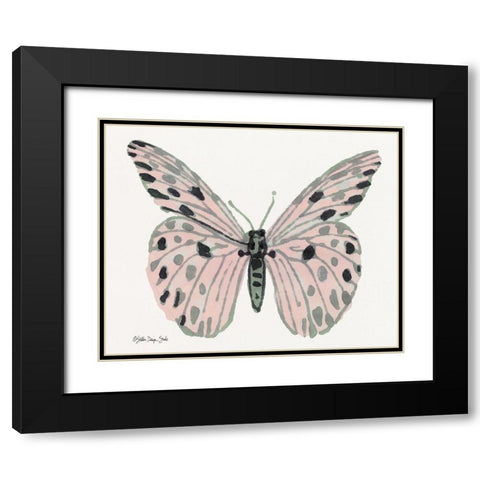Butterfly 6 Black Modern Wood Framed Art Print with Double Matting by Stellar Design Studio