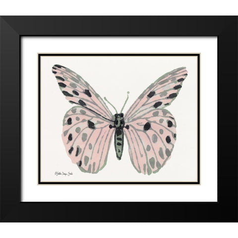 Butterfly 6 Black Modern Wood Framed Art Print with Double Matting by Stellar Design Studio