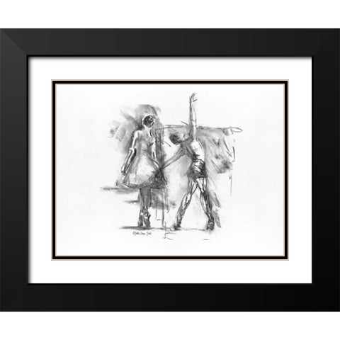 Dance Figure 3 Black Modern Wood Framed Art Print with Double Matting by Stellar Design Studio