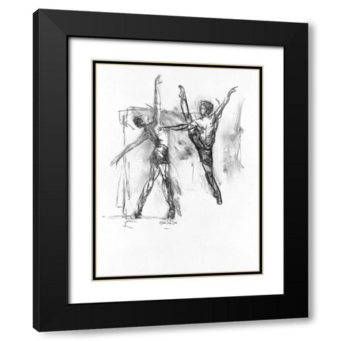 Dance Figure 5 Black Modern Wood Framed Art Print with Double Matting by Stellar Design Studio