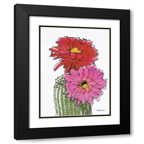 Cactus Flower 1   Black Modern Wood Framed Art Print with Double Matting by Stellar Design Studio