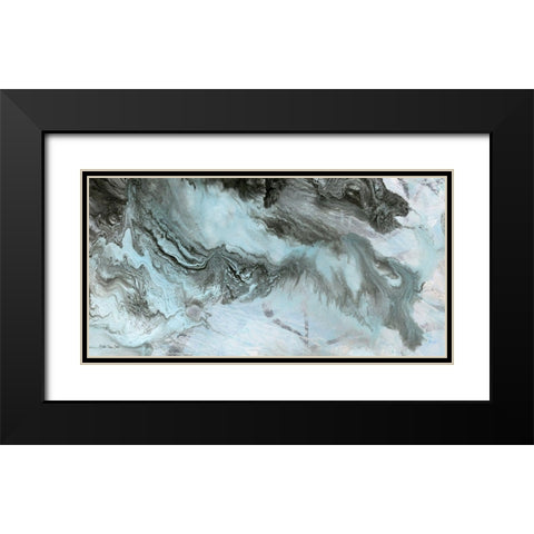 Marbled 1 Black Modern Wood Framed Art Print with Double Matting by Stellar Design Studio